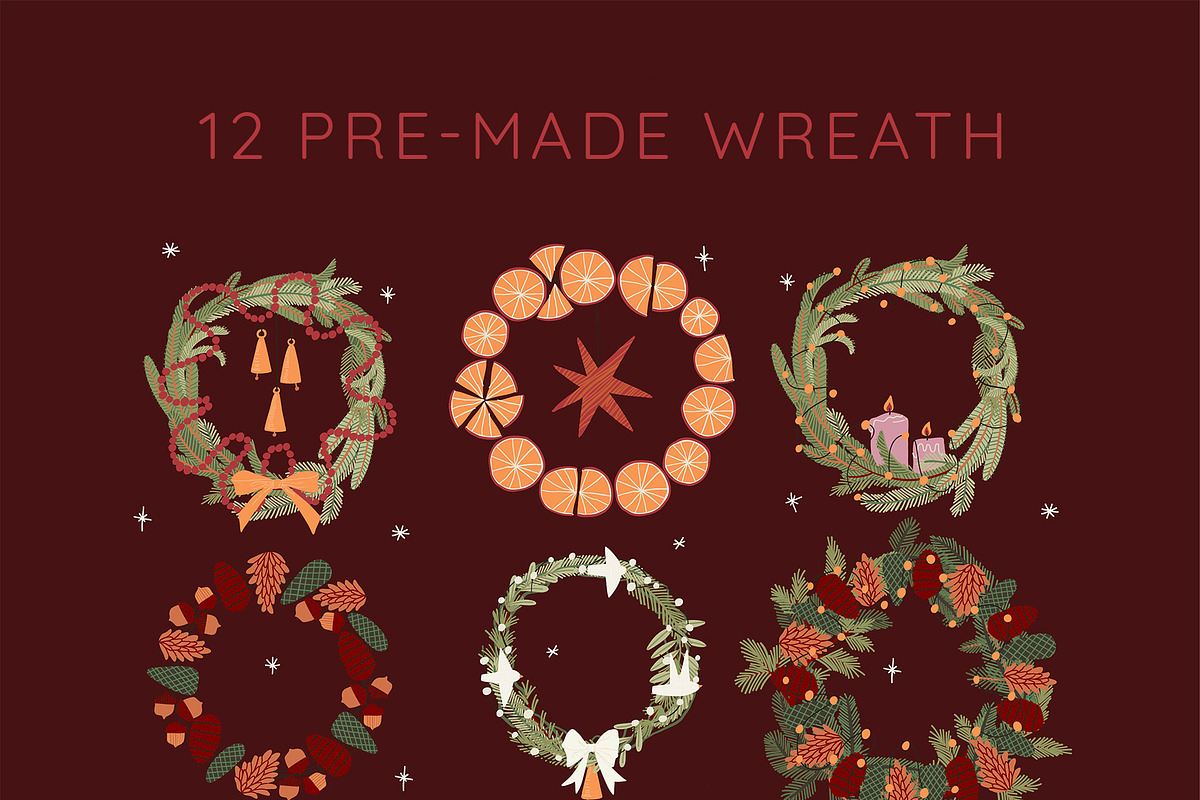 Christmas Wreath Creator, a Seasonal Illustration by Elliko shop (Photo 5 of 10)