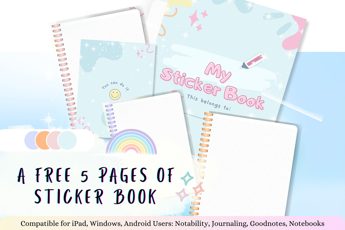 Cute Sticky Notes Digital Sticker, a Stationery Template by Tas ...