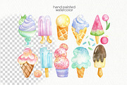 Watercolor Ice Cream Clipart, an Illustration by OllyKo Art (Thumbnail 2 of 6)