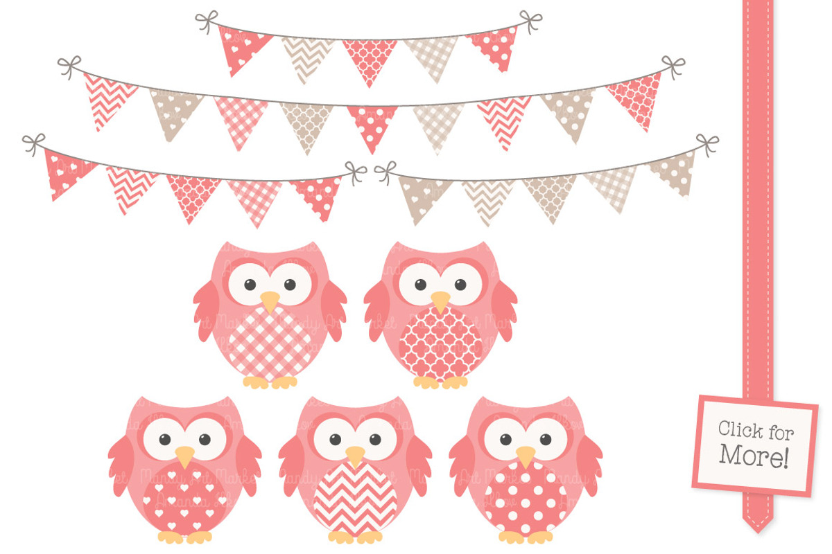 Coral Owl Vectors & Papers, an Animal Illustration by Amanda Ilkov (Photo 2 of 3)
