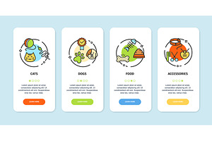 Pet Shop App Screens Cards Set., a Templates & Theme by Vector and Templates