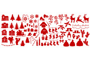 Christmas Xmas tree gift silhouettes, a Seasonal Illustration by Seavector Studio (Thumbnail 2 of 3)