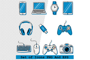 Set of technology gadget icon vector, an Icon by one-touch