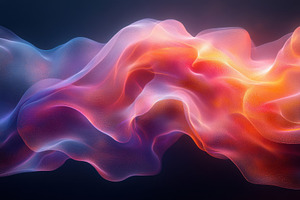 Colorful wave pattern flows through, a Photo by Tanuart