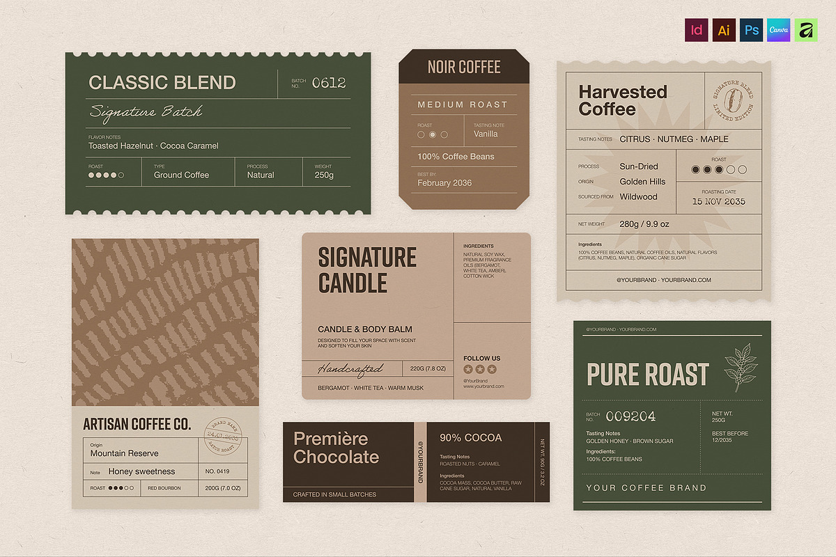 Product Packaging Label Template Set, a Stationery Template by BrandPacks