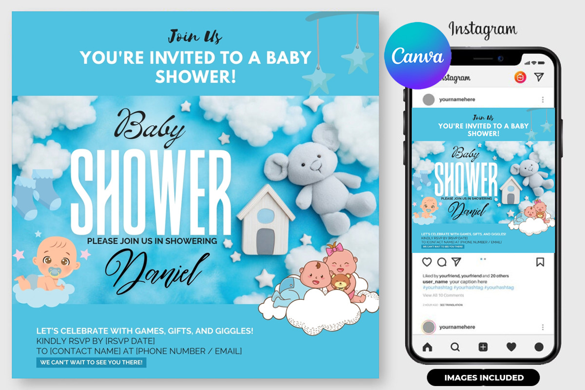 Canva Baby Shower Flyer Template, a Graphic by graphicforest (Photo 2 of 3)