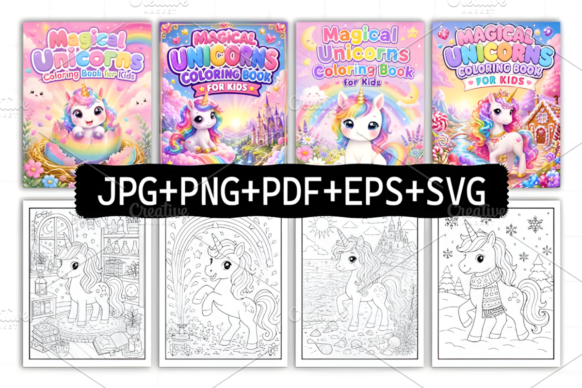 Magical Unicorns Coloring Book, an Animal Illustration by Coco Bloom (Photo 2 of 3)