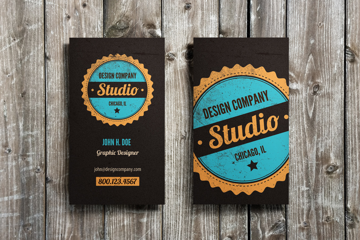 Vintage Badge Business Card Template, a Business Card Template by WeGraphics