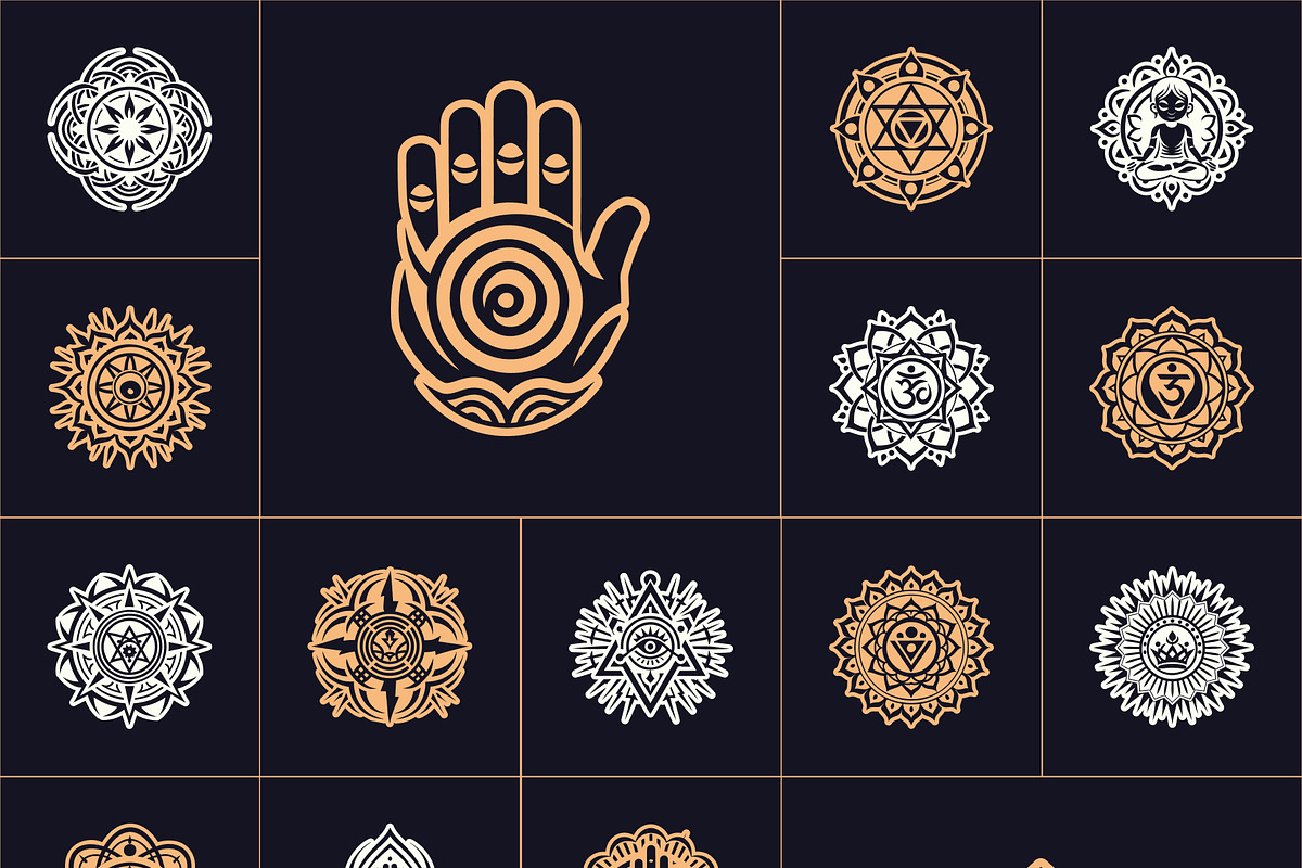 Yoga Symbols Vector Art Set, a Healthcare Illustration by Creative Stall (Photo 9 of 10)