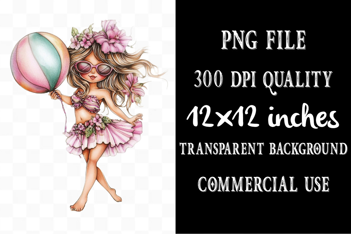 Summer Girls Png Clipart Bundle, a Person Illustration by Designking (Photo 4 of 5)