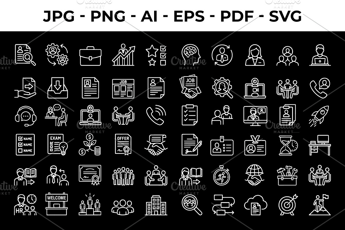 Job Recruitment Icons Collection, an Outline Icon by nandinigraphics (Photo 2 of 3)
