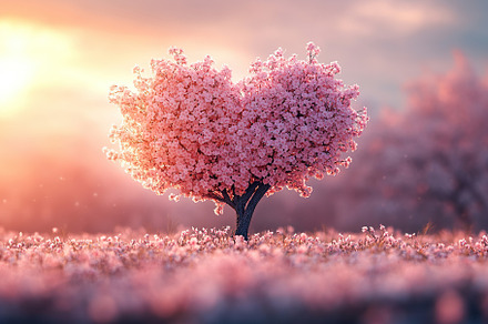 Pink tree in shape of heart, a Nature Photo by AlyaAnd