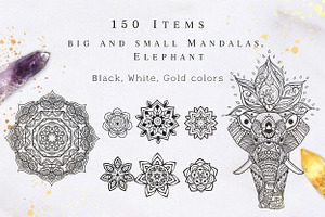 150 items. Mandalas and Elephant, an Animal Illustration by anvinoart