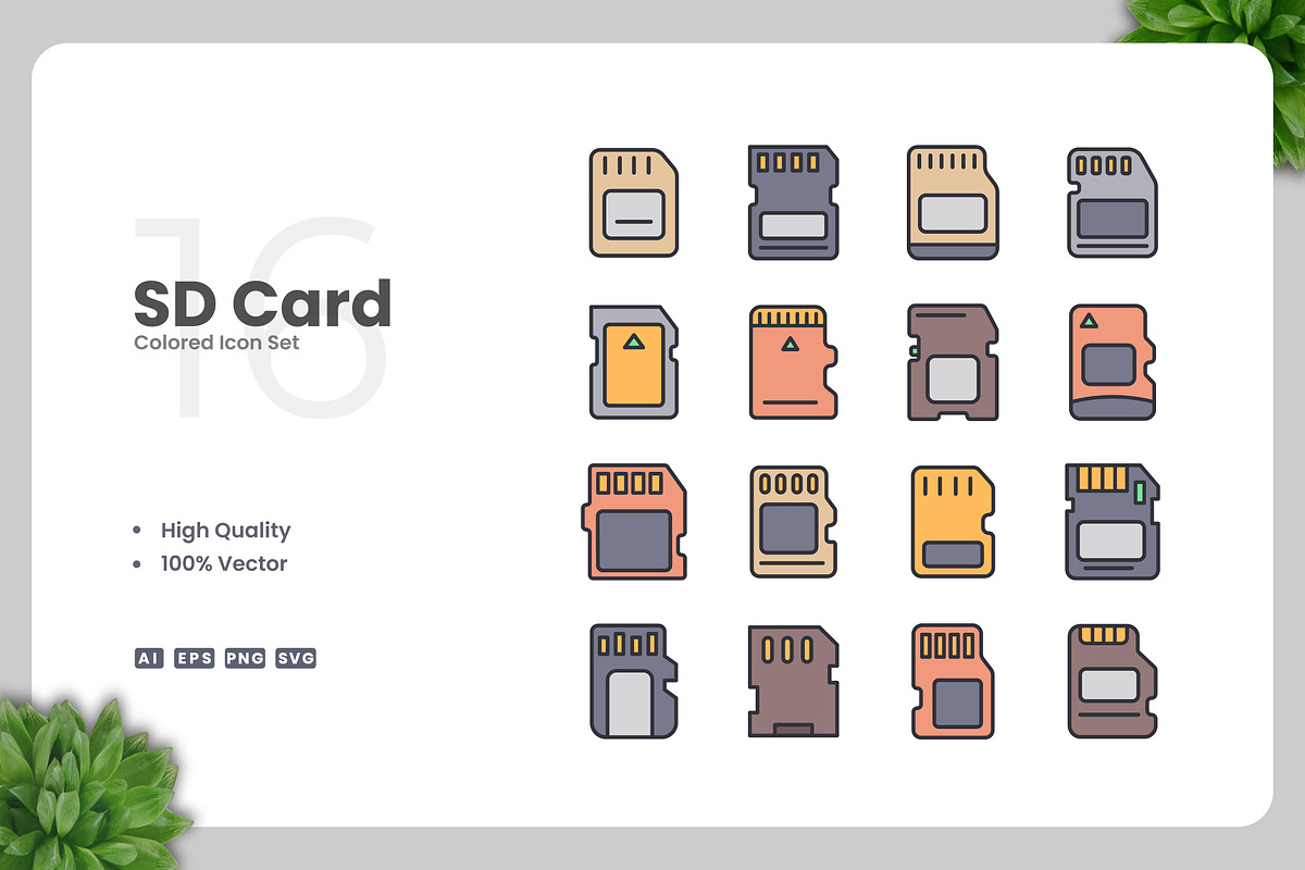 SD Card Colored Icons, an Icon by Upnowgraphic