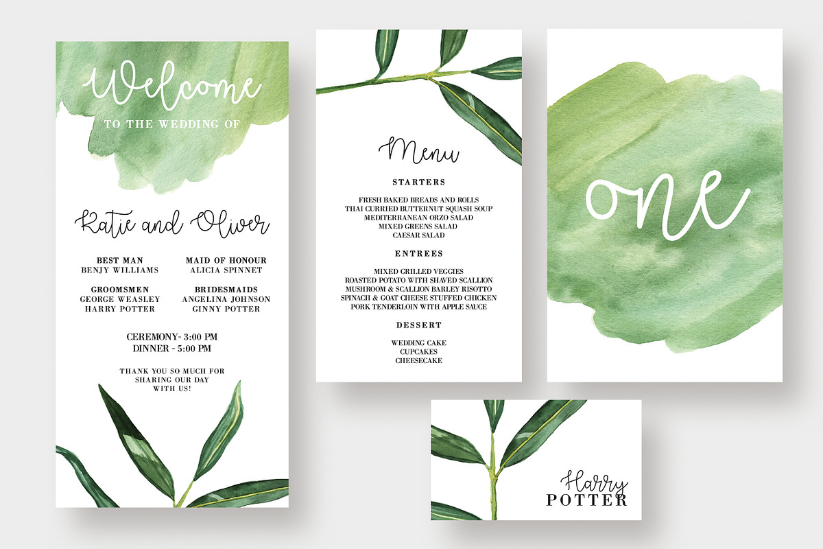 Watercolor Leaf Wedding Suite, an Invitation Template by Knotted Design (Photo 4 of 4)