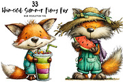 Whimsical Summer Funny Fox Clipart, an Illustration by OK Design (Thumbnail 1 of 6)