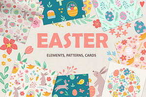Cute Cartoon Vector Easter Kit