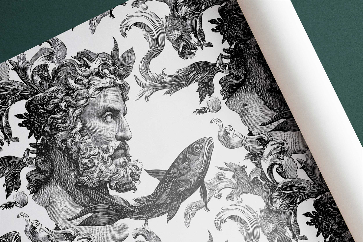 ANCIENT SEA GODS Seamless Pattern, a Pattern Graphic by AYAKA Studio Co. (Photo 4 of 6)