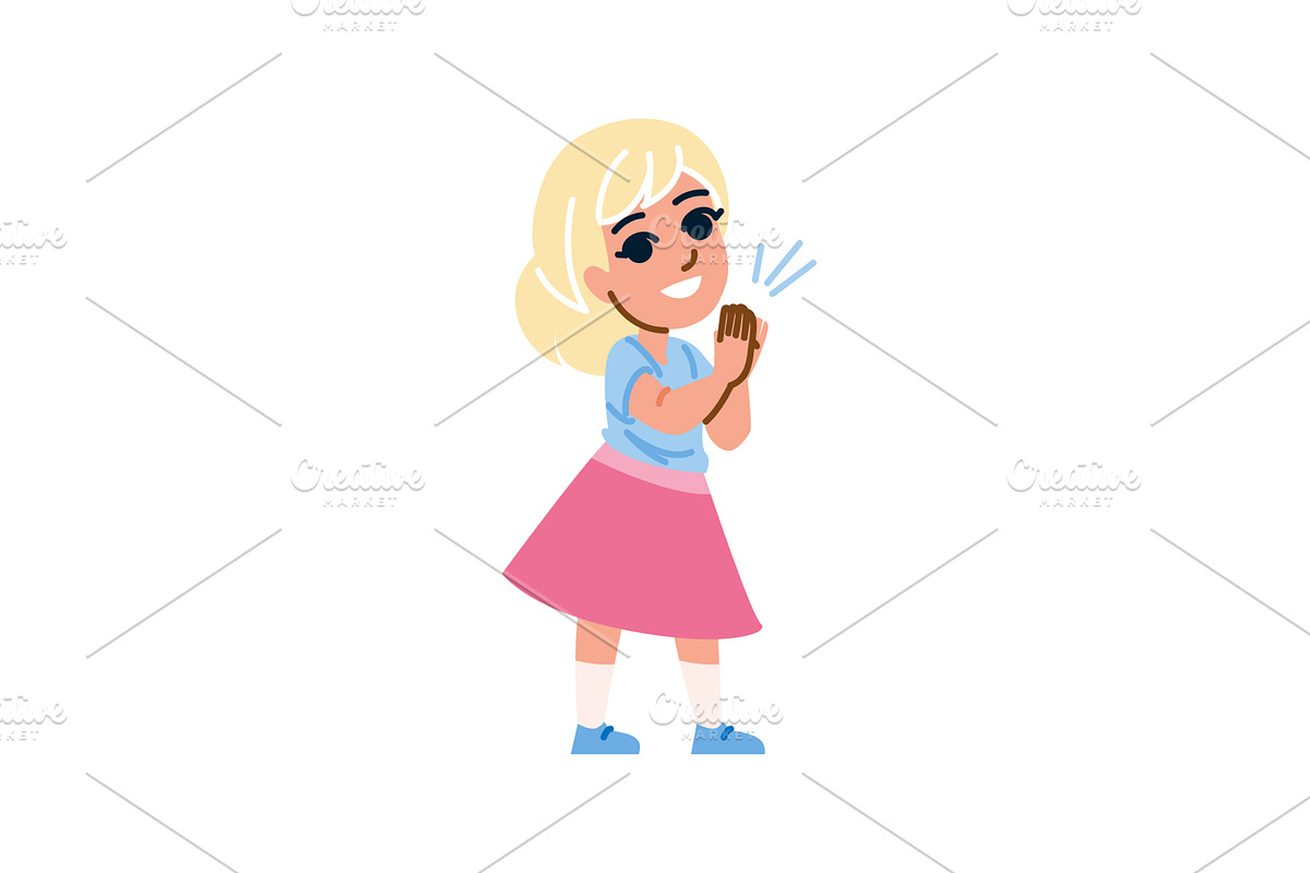 Happy girl clapping hands and, a Person Illustration by pikepicture