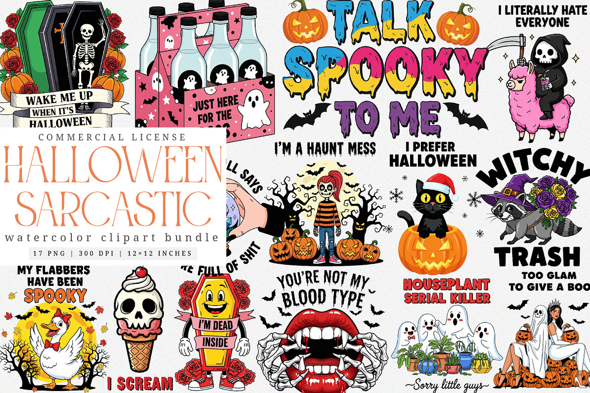 Sarcastic Halloween PNG Bundle, an Illustration by SinaCreation (Photo 1 of 7)