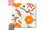 Coquette Christmas Orange Pattern, a Pattern Graphic by KisbyArt (Thumbnail 2 of 3)