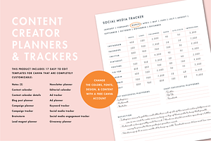 Content Creators Planners & Trackers