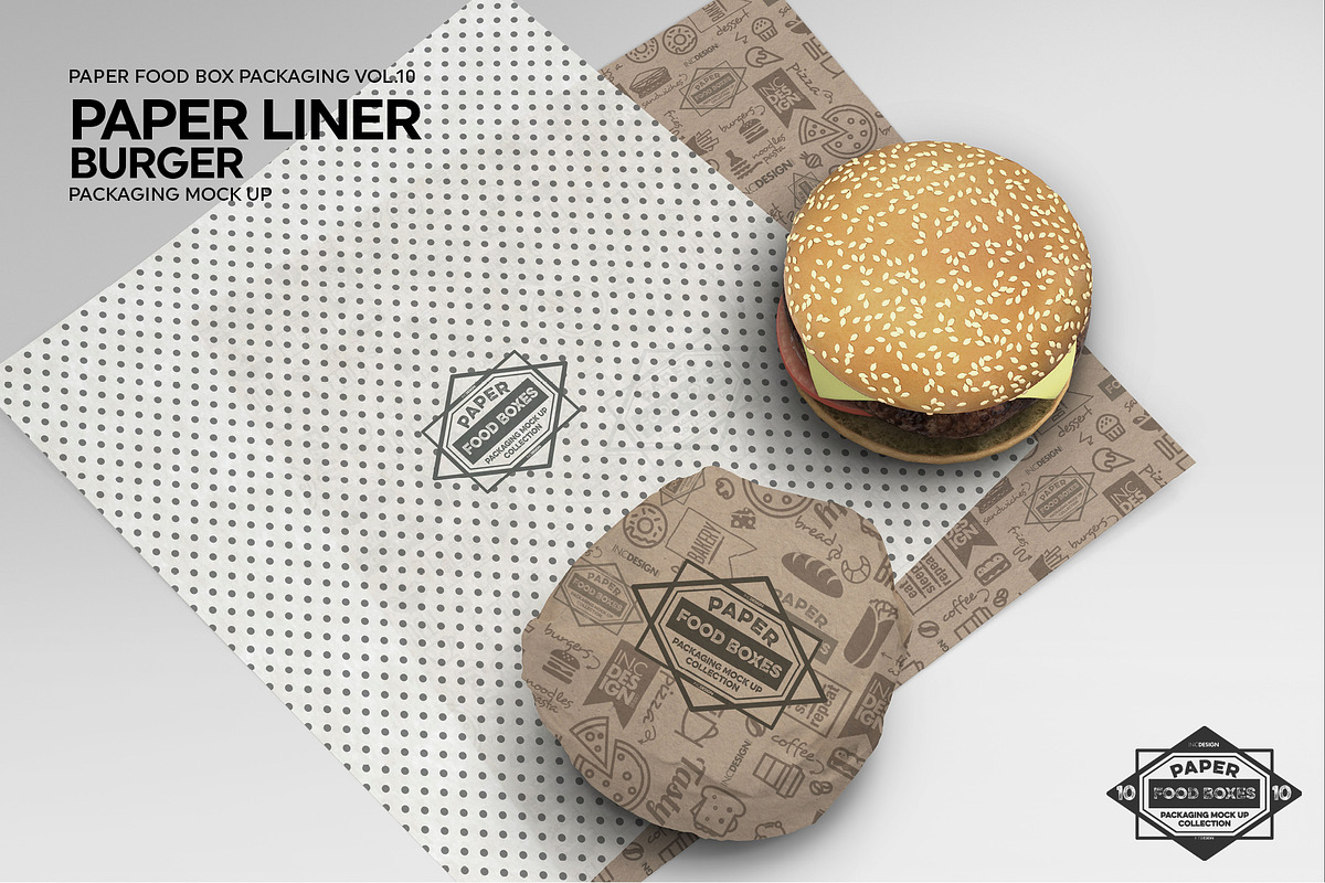 Burger Paper Liner Packaging Mockup, a Packaging Mockup by INCDesign (Photo 5 of 8)