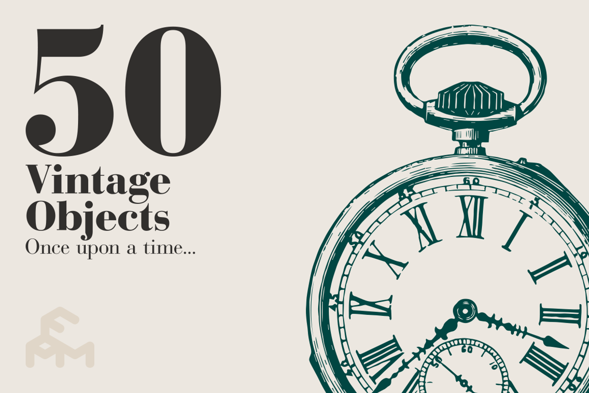 50 Vintage Objects, a Decorative Illustration by MARTINI Type Designer (Photo 1 of 3)