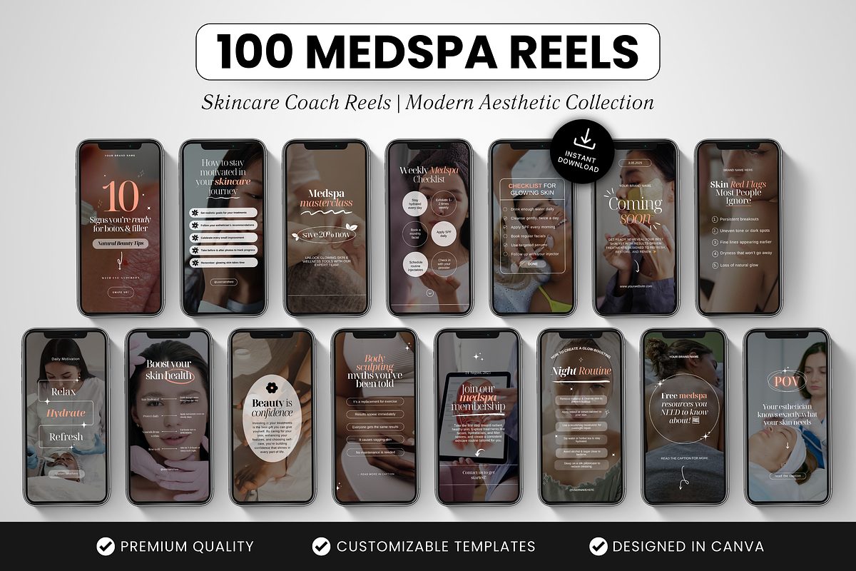 100 Medspa Instagram Reels Templates