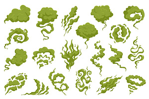Acrid smoke green clouds. Toxic, an Object Illustration by YummyBuum