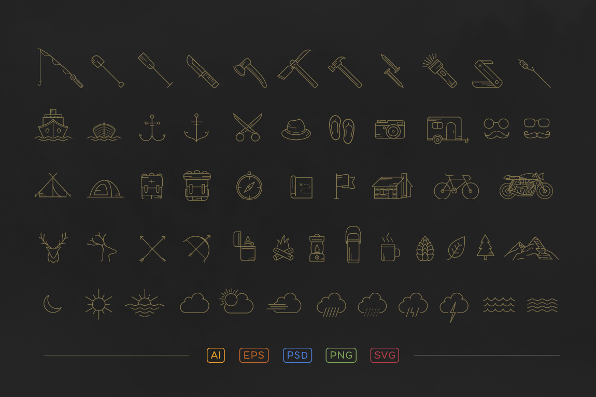 Adventure Icons + Vintage Logo Pack, a Graphic by Wandery Supply (Photo 4 of 6)