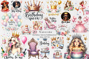 Birthday Queen Sublimation Quotes, an Illustration by Creative Art