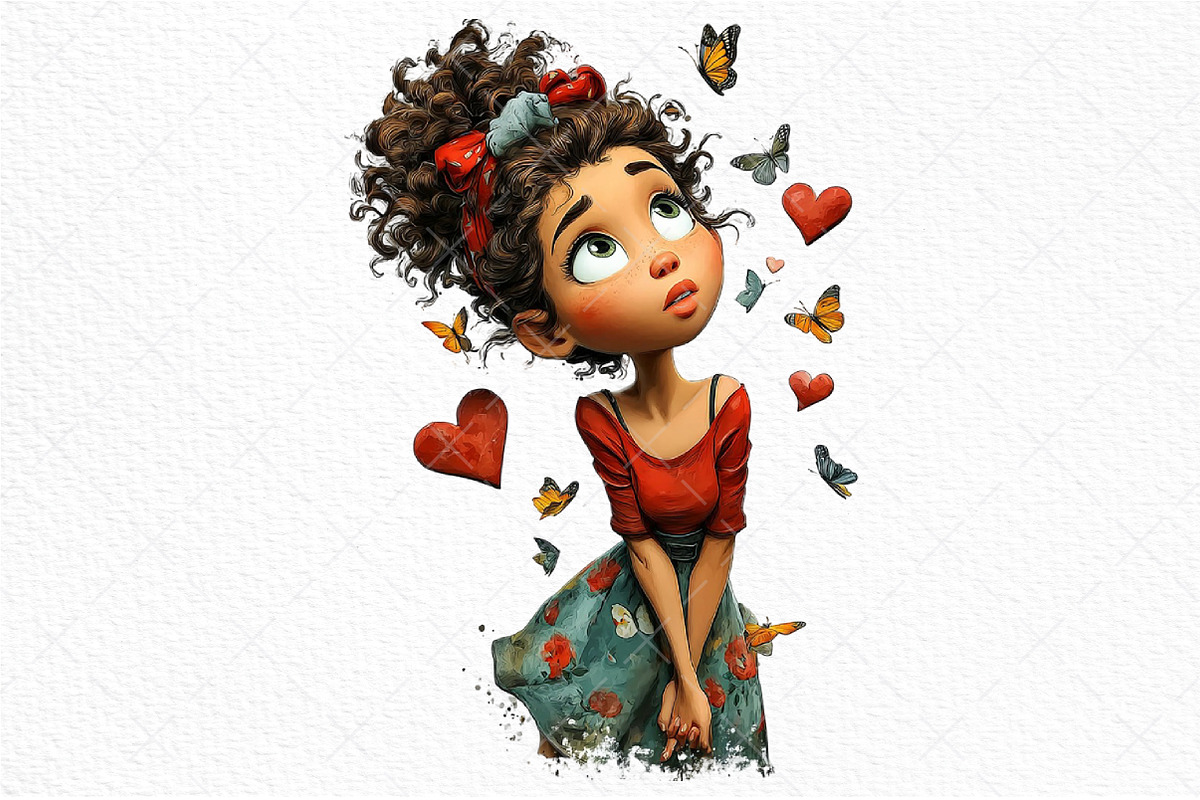 Whimsical Valentine Girl Clipart Png, an Illustration by Craft Nest (Photo 9 of 11)