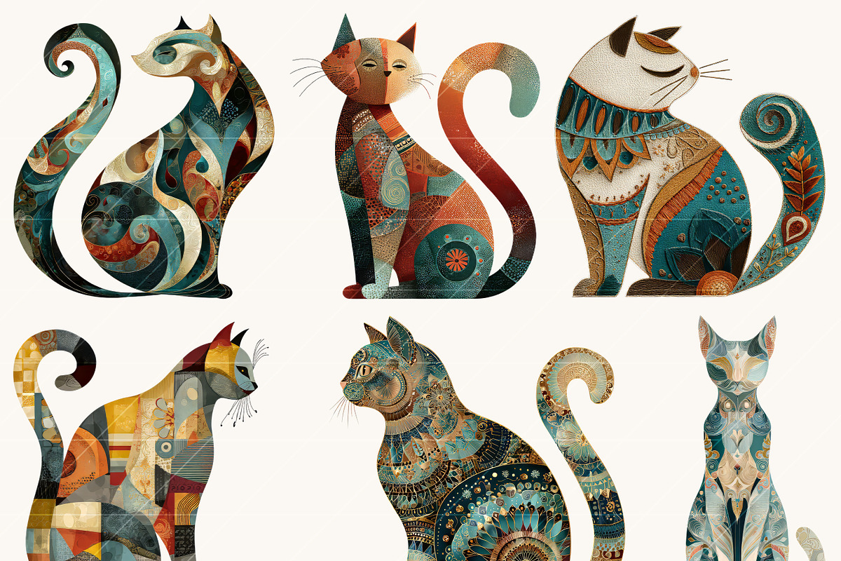 Whimsical Folk Art Cat Clipart, an Animal Illustration by Design Scotch (Photo 9 of 9)