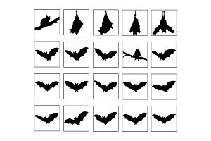 Bat Silhouette Set, 20 Unique pose, an Animal Illustration by Unique Design Team