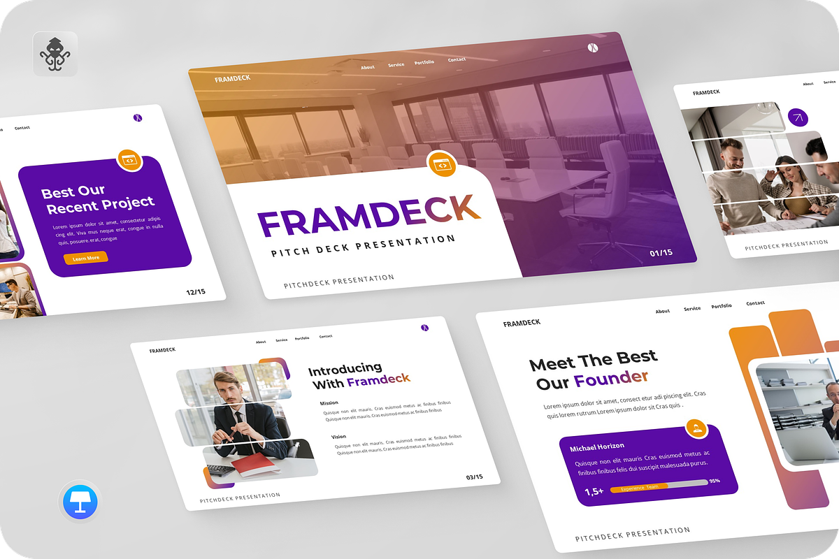 Framdeck -  Pitch Deck Keynote, a Presentation Template by SquidPixey (Photo 1 of 6)
