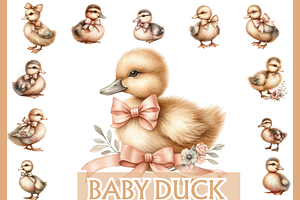 Watercolor Baby Duck ClipArt PNG