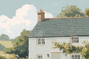 Orange cat strolling through a charming cottage garden path, rus, an Illustration by Studio ANNA