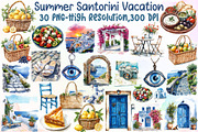 Summer Santorini Vacation Clipart, an Illustration by Sublimation Artist (Thumbnail 1 of 6)