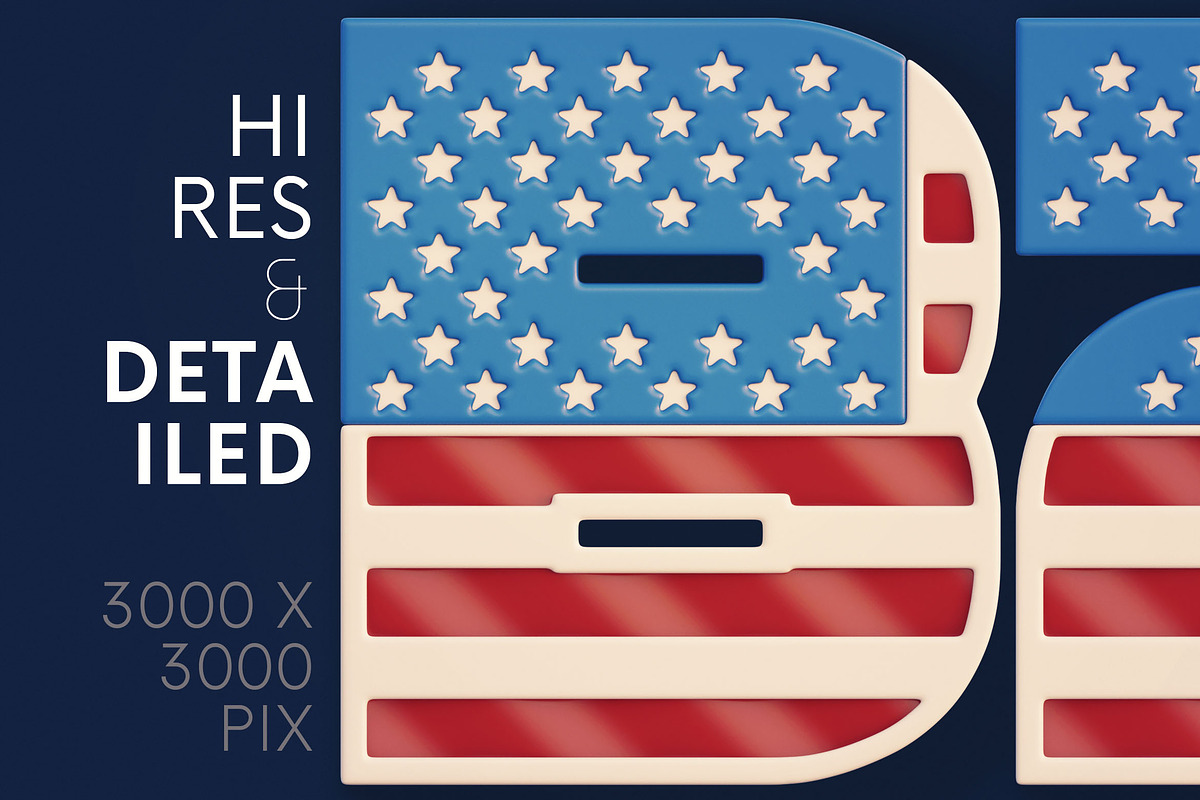 USA Flag - 3D Lettering, a Graphic by MIIM (Photo 3 of 7)