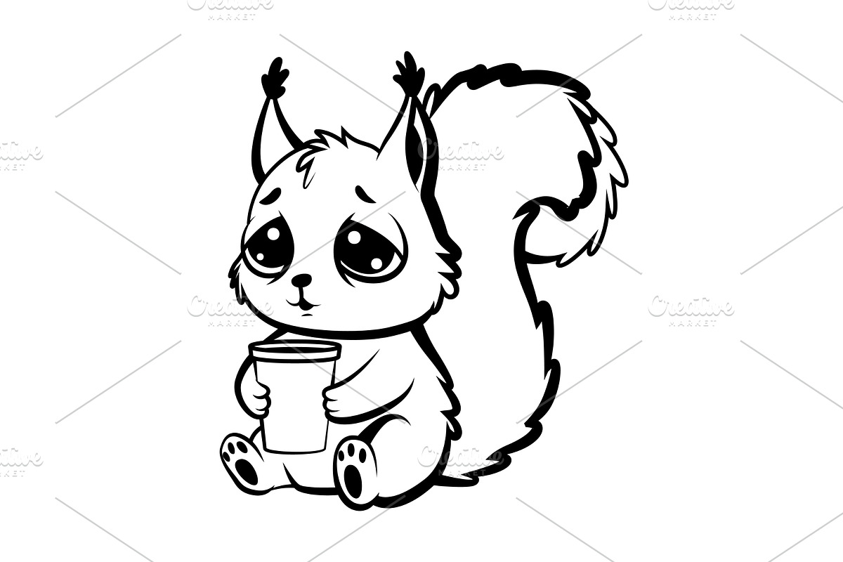 Sleepy small squirrel joy, an Illustration by Things for designers