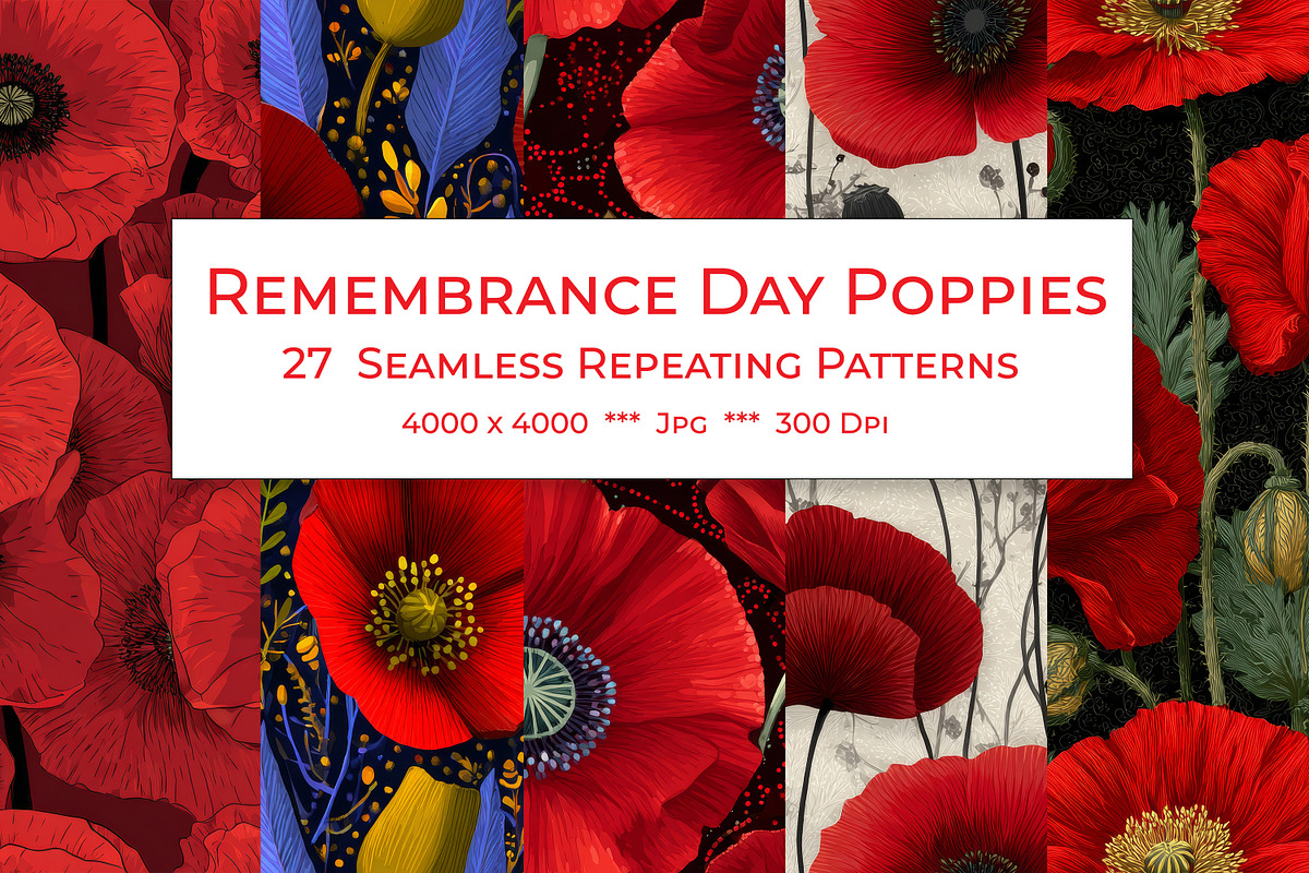 Remembrance Day Poppies, a Pattern Graphic by karenfoleyphoto (Photo 1 of 7)