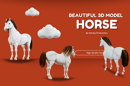 Beautiful 3D Model, Horse With Hairs, an Animal 3D Model by Hardyx Production