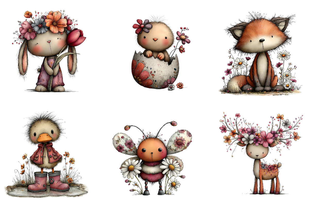 Whimsical spring animals clipart, an Illustration by CreationArt (Photo 4 of 5)