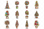 Whimsical Christmas Topiary Tree, an Illustration by SinaCreation (Thumbnail 2 of 7)
