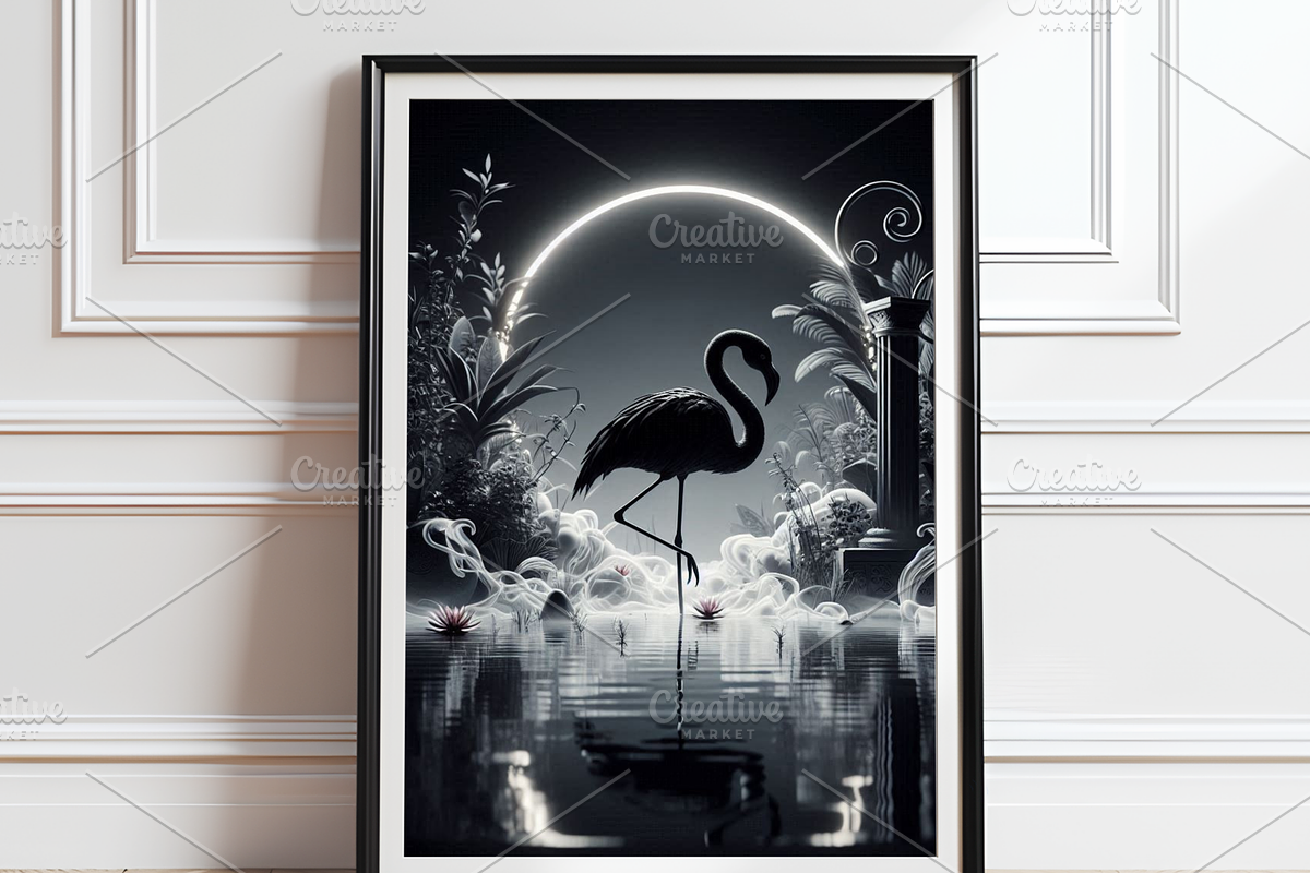Black Flamingo Wall Art Bundle, a Graphic by Raven&RoseStudio (Photo 2 of 9)
