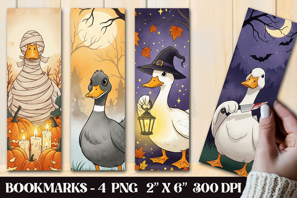 Halloween Goose Printable Bookmark, an Illustration by OK Design