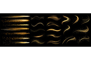Golden powder fly. Gold flying dust, an Illustration by Stock-Smart-Start