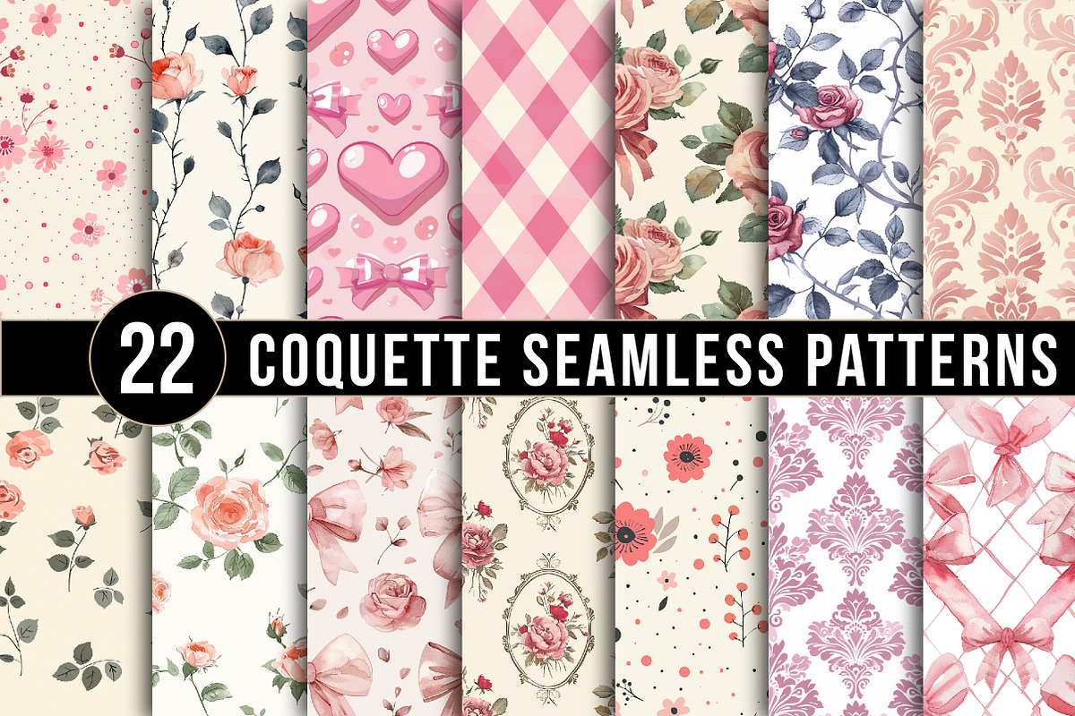 Coquette Seamless Patterns, an Illustration by DreamArtGraphic (Photo 1 of 5)