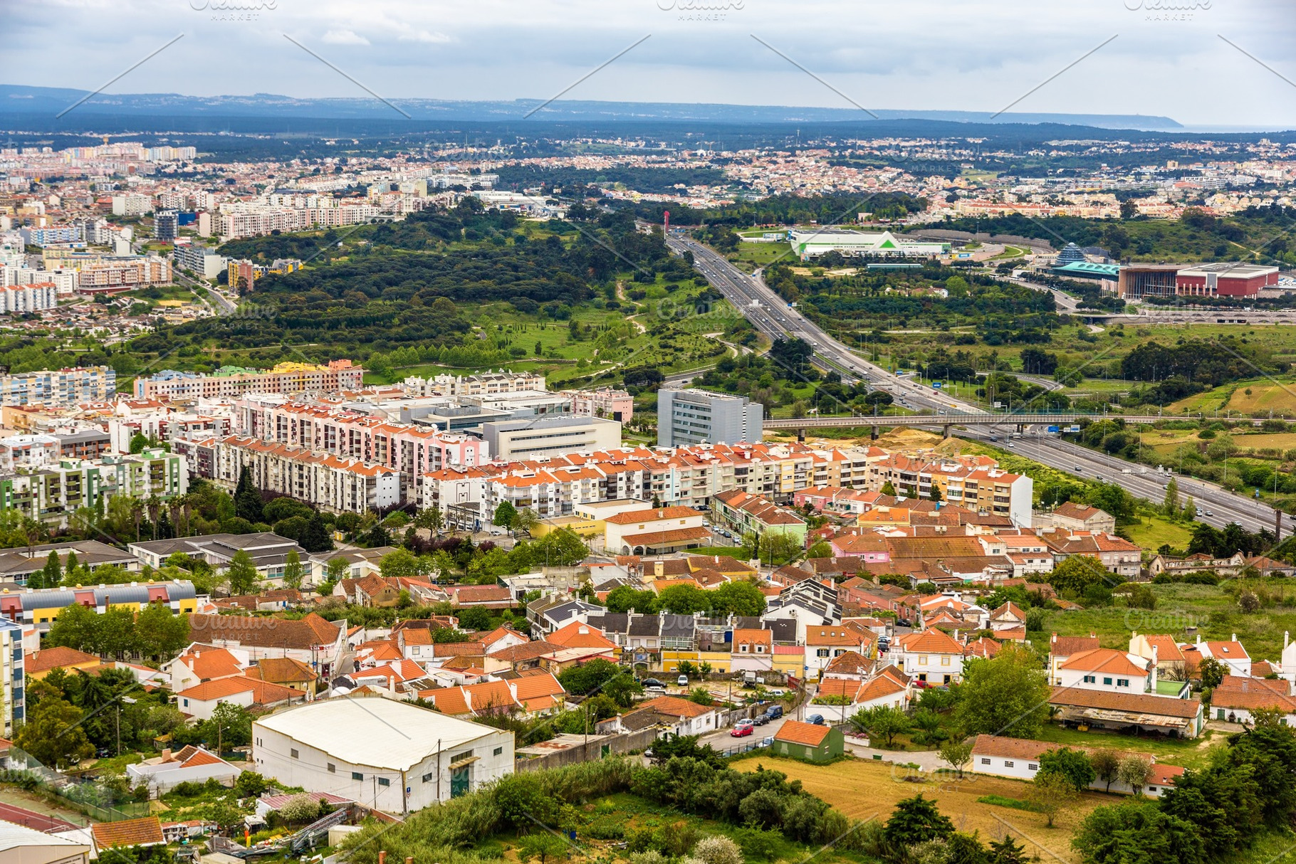 View of almada city near lisbon portugal stock photo containing almada and, an Architecture Photo by Leonid Andronov